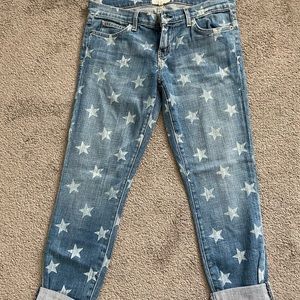 Cuffed current Elliot jeans with stars